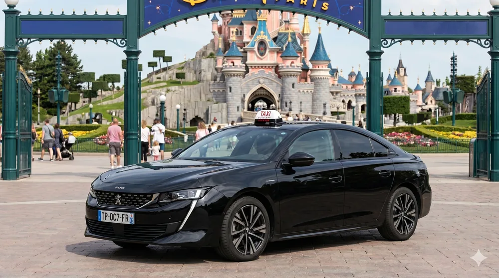 Peugeot 508 Hybride Taxi Disneyland Paris - Notre Flotte Chauffeur Privé 1 à 4 Passagers Bagages et Siège Bébé Inclus